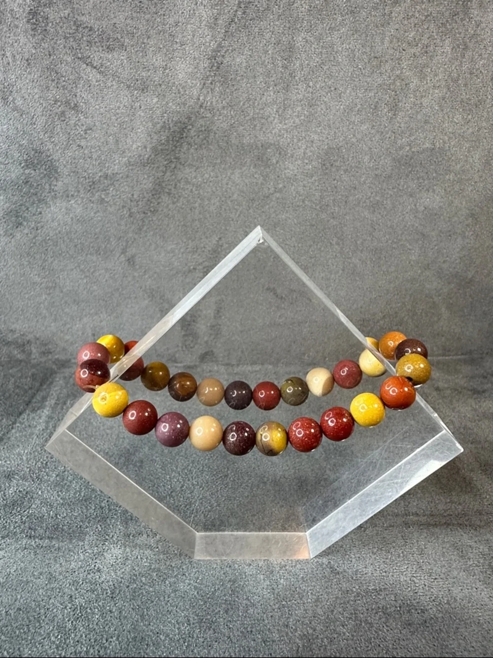 Beaded Multicolor Mookaite Stretch Bracelet - Unbranded